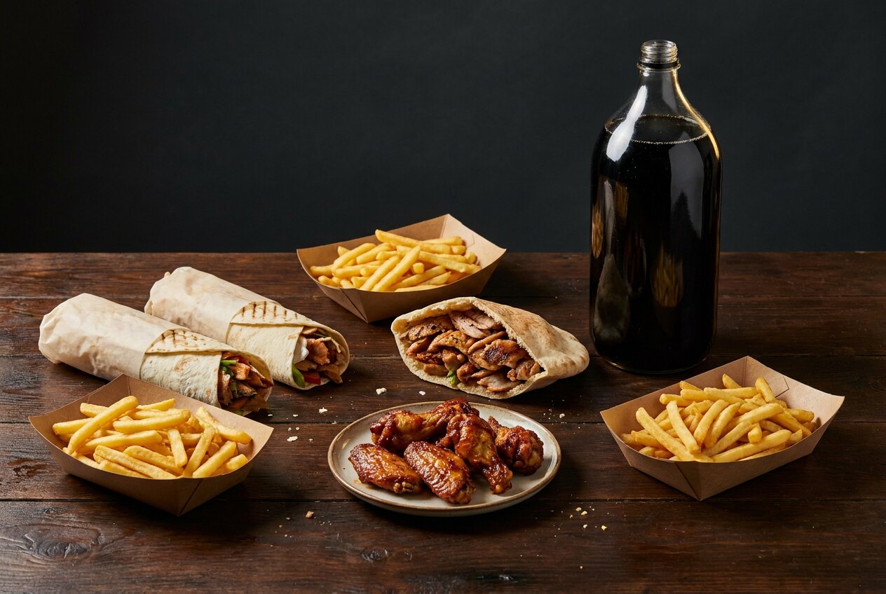 Oferta familiar con kebab, patatas y alitas
